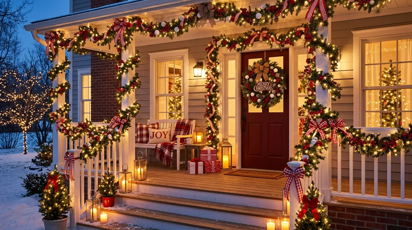 Red and White Festive Porch
